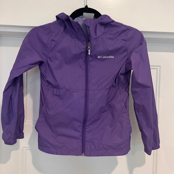 Columbia Girls Purple Switchback II Hooded Waterproof Raincoat Jacket, Size Smal - Picture 2 of 5